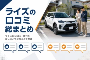 ライズの良い評判と気になる評判を並べたアイキャッチ