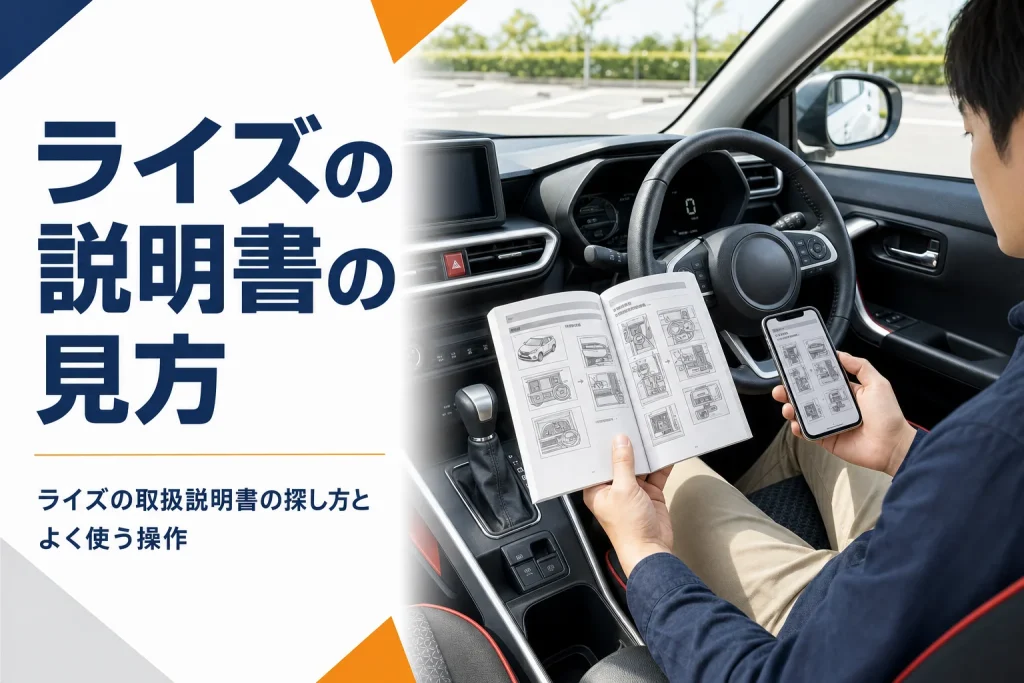 ライズの取扱説明書を確かめている様子のアイキャッチ