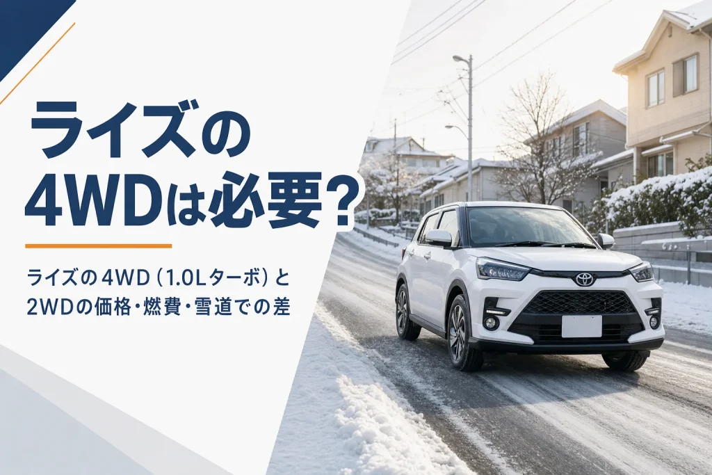 雪の積もった坂道を走るコンパクトSUVのイメージ