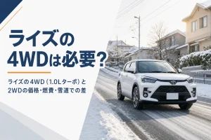 雪の積もった坂道を走るコンパクトSUVのイメージ