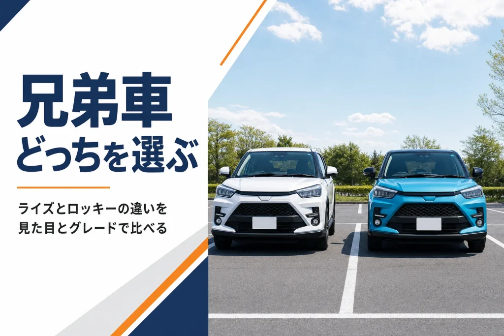 駐車場に並ぶ同じ形で顔つきが違うコンパクトSUV2台